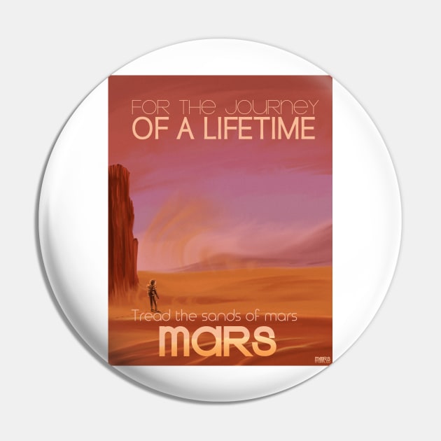 Mars Space Art Pin by nickemporium1