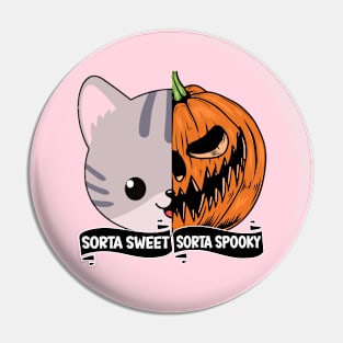 Sorta Sweet Sorta Spooky Funny Halloween Pumpkin Cat Lover Pin