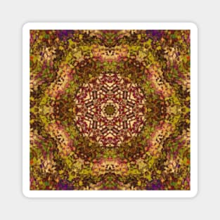 Digital Mandala Yellow Red and Purple Magnet