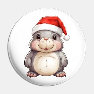 Hippopotamus in Santa Hat Pin