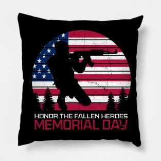 Honor The Fallen Heroes Memorial Day US Flag Pillow