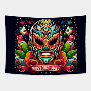 Happy Cinco de Mayo Lucha Libre Mask Tapestry