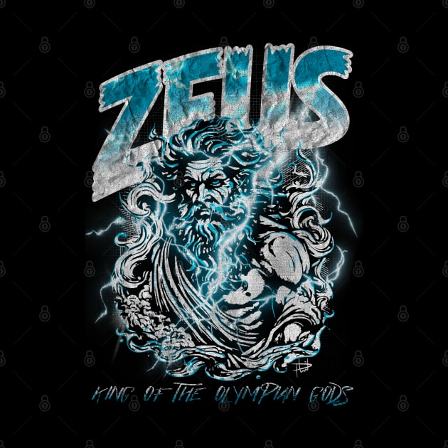 Zeus comic book style grunge design by NUNEZ CREATIONS