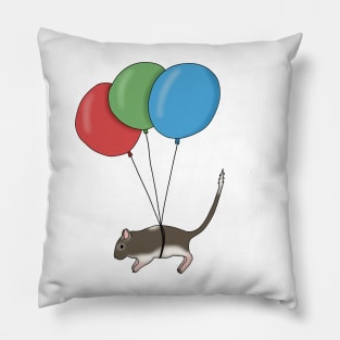 Brown gerbil flying with balloons Pillow