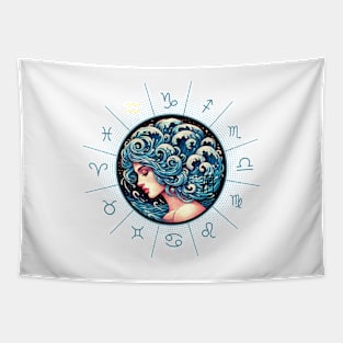 ZODIAC Aquarius - Astrological AQUARIUS - AQUARIUS - ZODIAC sign - Van Gogh style - 6 Tapestry