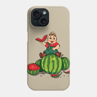 funny kid with watermelon Phone Case