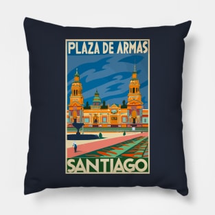 A Vintage Travel Art of Santiago - Chile Pillow