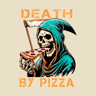 Death by Pizza T-Shirt – Grim Reaper Foodie Tee T-Shirt