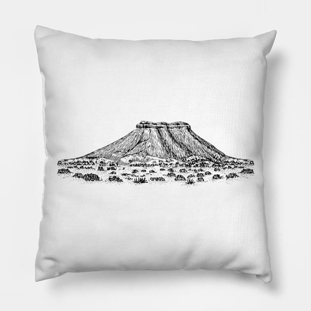 Table mountain vector drawing Pillow by Redbooster