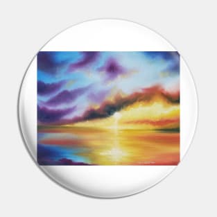 Rainbow Sunset Painting, Bright Beach Painting, Light Beautiful Sunset Art, Original Artwork, Sunset Living, Coastal Decor Pin