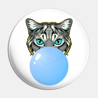 Blue Bubblegum Cat Pin