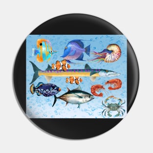 A School of Fish with Bubbles Pin