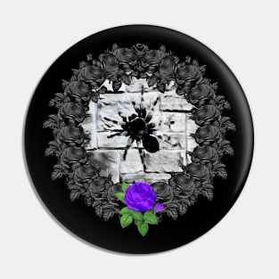 Spider Purple Rose Wreath Pin