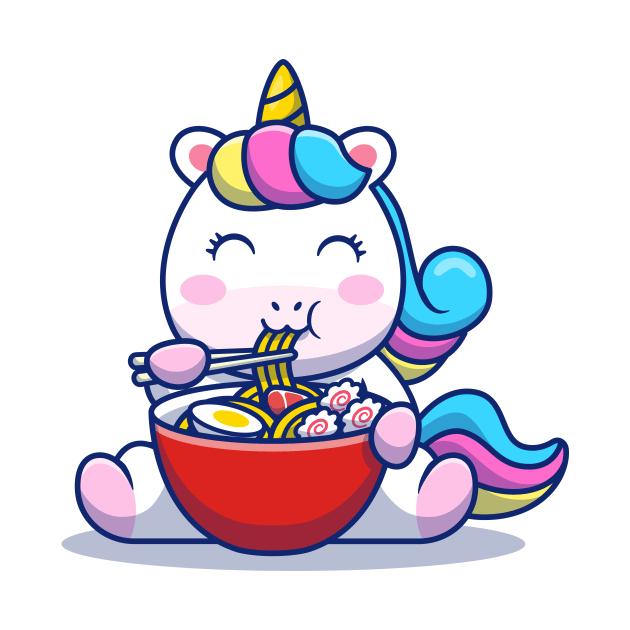 Cute Unicorn Eat Ramen Noodle by Catalyst Labs