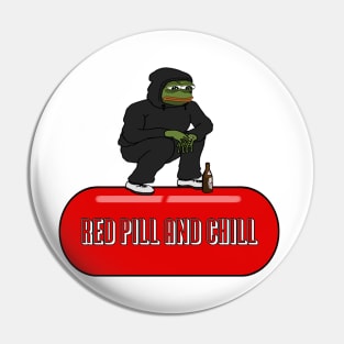 Squatting Pepe Red Pill and Chill Pin