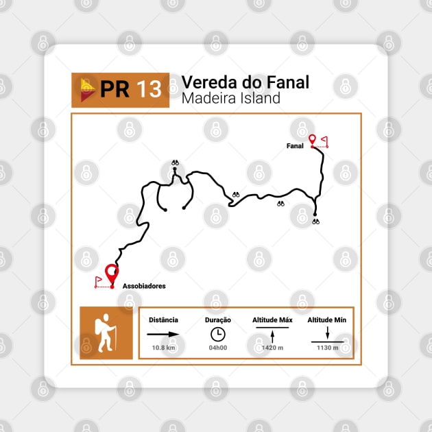 Madeira Island PR13 VEREDA DO FANAL trail map - Madeira - Magnet
