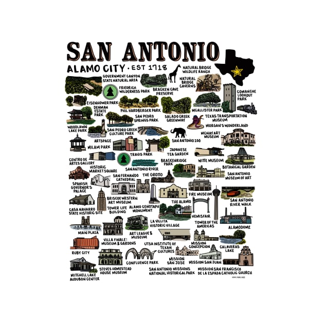 San Antonio Map - San Antonio Map - Tapestry  TeePublic