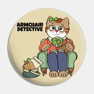 Armchair Detective Girl Cat Pin