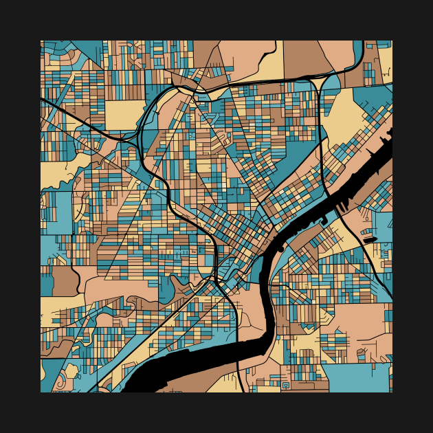 Toledo Map Pattern in Mid Century Pastel by PatternMaps