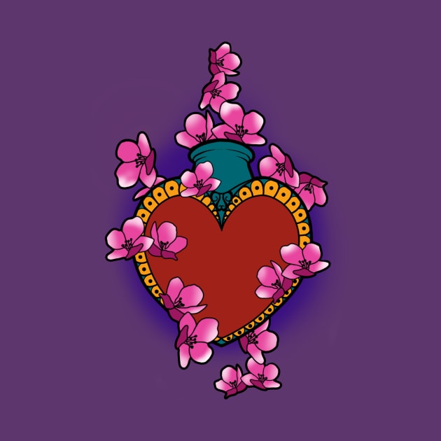 Cashed heart with cherry blossom confetti by InkSmith