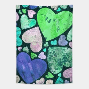 Hearty heart (neon green on black) Tapestry