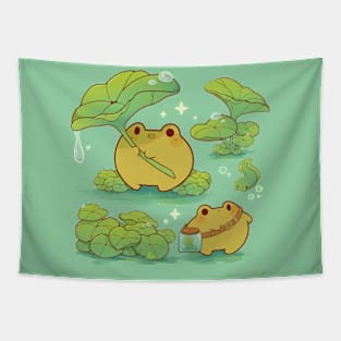 Round frogs and plants Tapestry