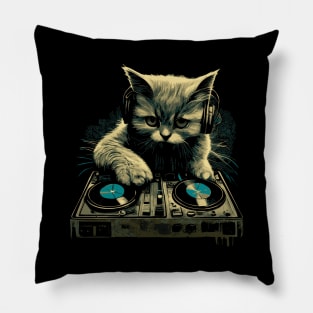 Cat DJ - Blue Kitty - DJ Cat - Deadmau5 - Deadmouse Pillow