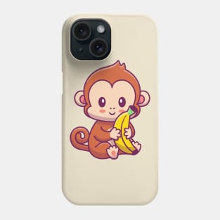 Cute Monkey Holding Banana Cartoon Phone Case