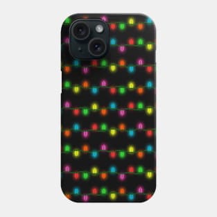 String of Pixel Glowing Christmas Lights Pattern (Black) Phone Case