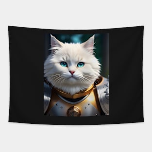 Cat in Armor - Modern Digital Art Tapestry