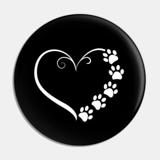 Dog paw prints with heart symbol Pin