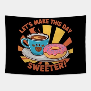 Sweet Morning Delight: Coffee and Donut Design Tapestry