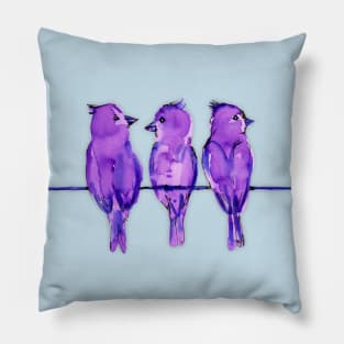 Three purple birds Pillow