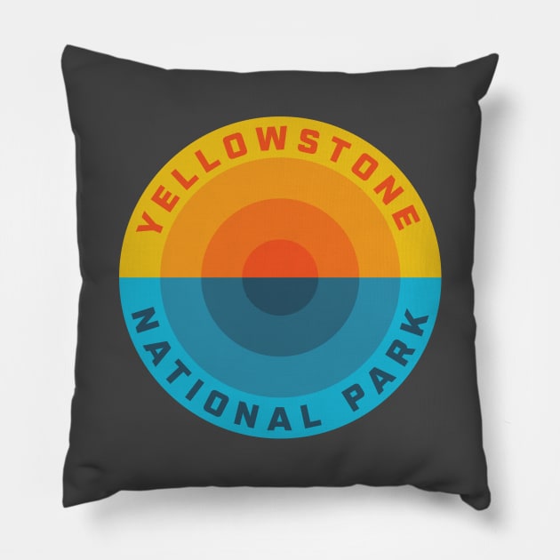 Yellowstone National Park Sunset Retro Pillow by PodDesignShop