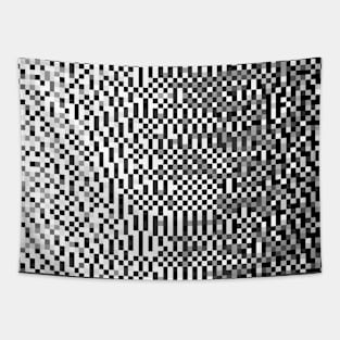 Black and White Retro Pixels Gradient Design Tapestry