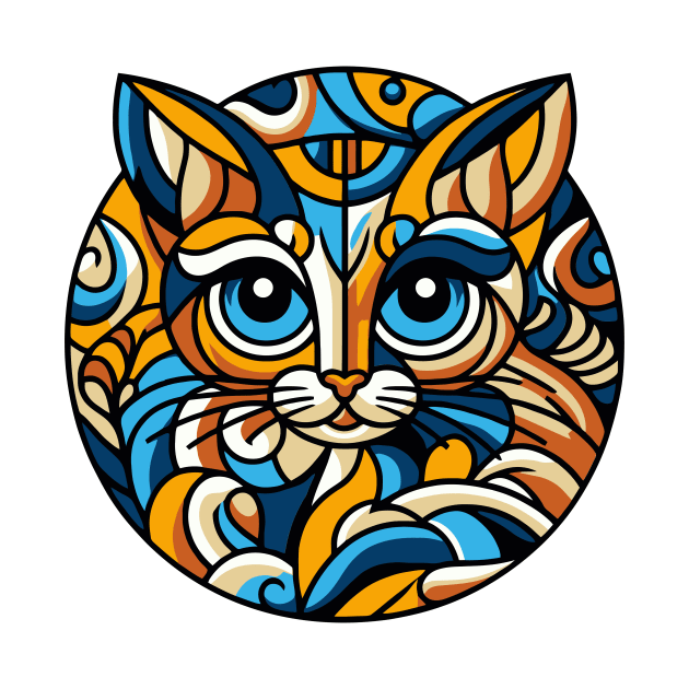 Pop art cat illustration. cubism cat illustration by gblackid