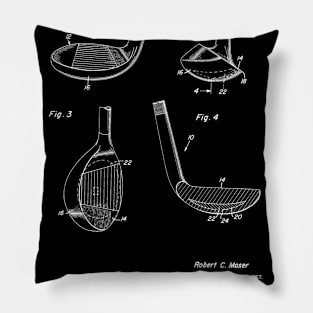 Golf Club Vintage Patent Hand Drawing Pillow