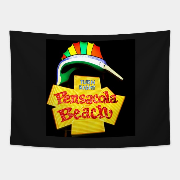 Pensacola Beach Sign Tapestry by BadHabitsLounge