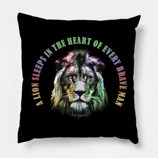 Colorful Lion Cross - high-quality vector graphic lion Pillow