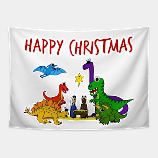 Christmas Dinosaur Nativity Jesus Funny Christian Humor Tapestry