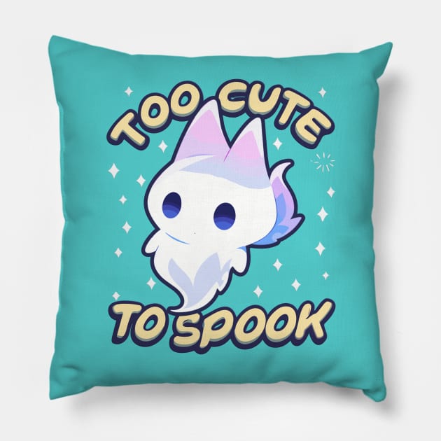 Too Cute To Spook Little Halloween Fox Ghost Pillow by RuftupDesigns