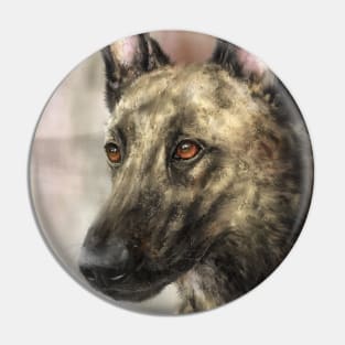 A Painting of a Brindled Dutch Shepherd Pin