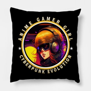 Anime Gamer Girl Cyberpunk Evolution Pillow