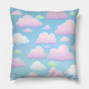 Dreamy Skies: Pastel Cloudscape Pattern Pillow