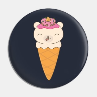 Kawaii Cute Bear Ice Cream Cone T-Shirt Pin