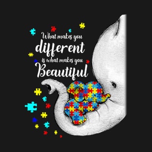 What Makes You Different Elephant Mom Autism Child Awareness T-Shirt