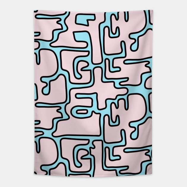 Matisse Inspired Pink and Blue Color Blobs Tapestry by Slightly Unhinged