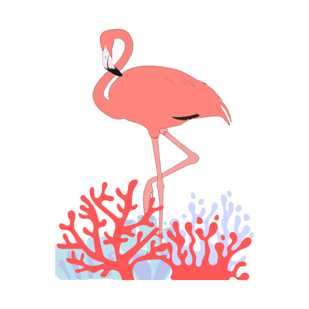 Flamingo Tropical Beach  Coral Reef by TammyWinandArt