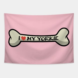 I love my Yorkie Bone Typography Design Tapestry