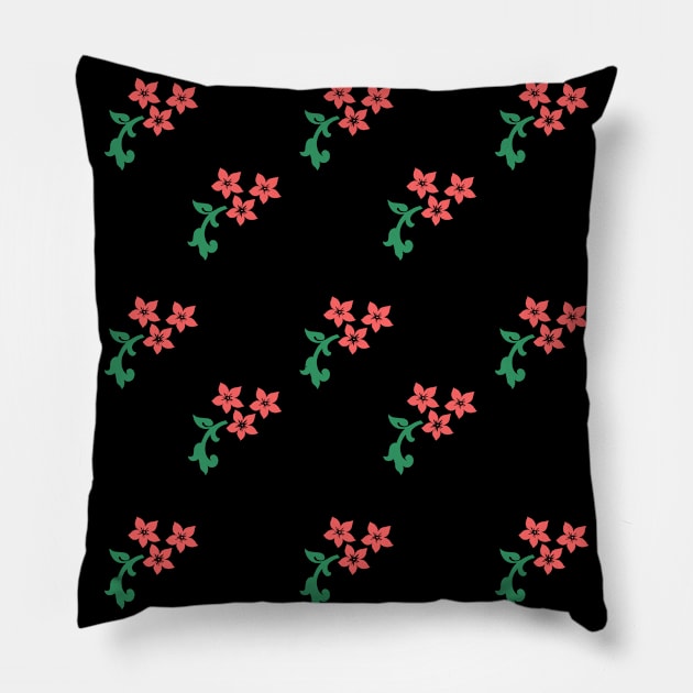 Floral line art pattern Pillow by Alex